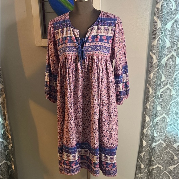 Pink Chicken Boho Block Print Jade Dress SZ Medium - Picture 2 of 10